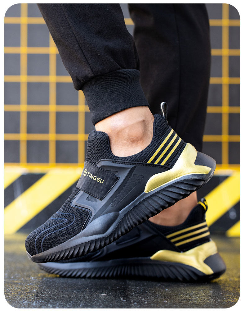 Men's Anti-Smashing And Anti-Piercing Steel Toe Wear-Resistant Work Shoes