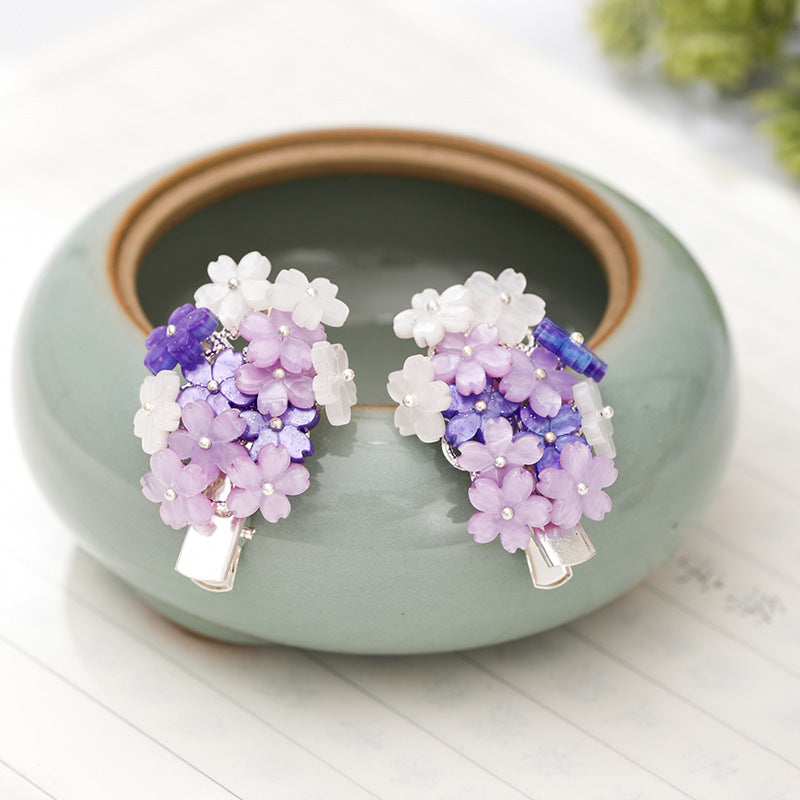 Colorful Flower Hairpin Butterfly Tassel Pair Clip