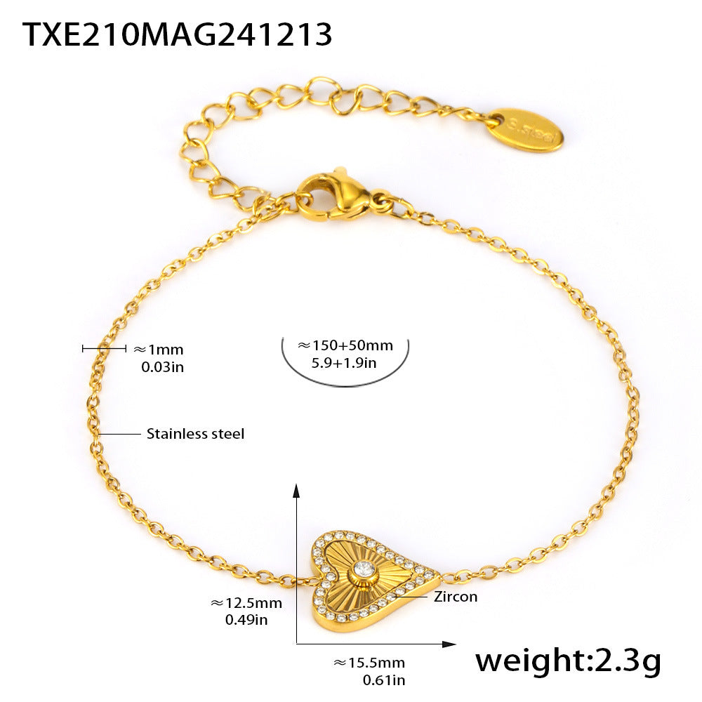 Double-Layer Flower-Picking Heart-Shaped Diamond Top Chain