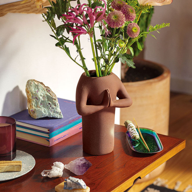 Zen-Like Two-handed Ceramic Vase Pot Flower Arrangement Ornaments