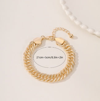 An Elegant And High-End Middle Eastern Ramadan Style Metal Engraved Double Woven Dense Chain For Women's Popular Vacation Style Foot Chain