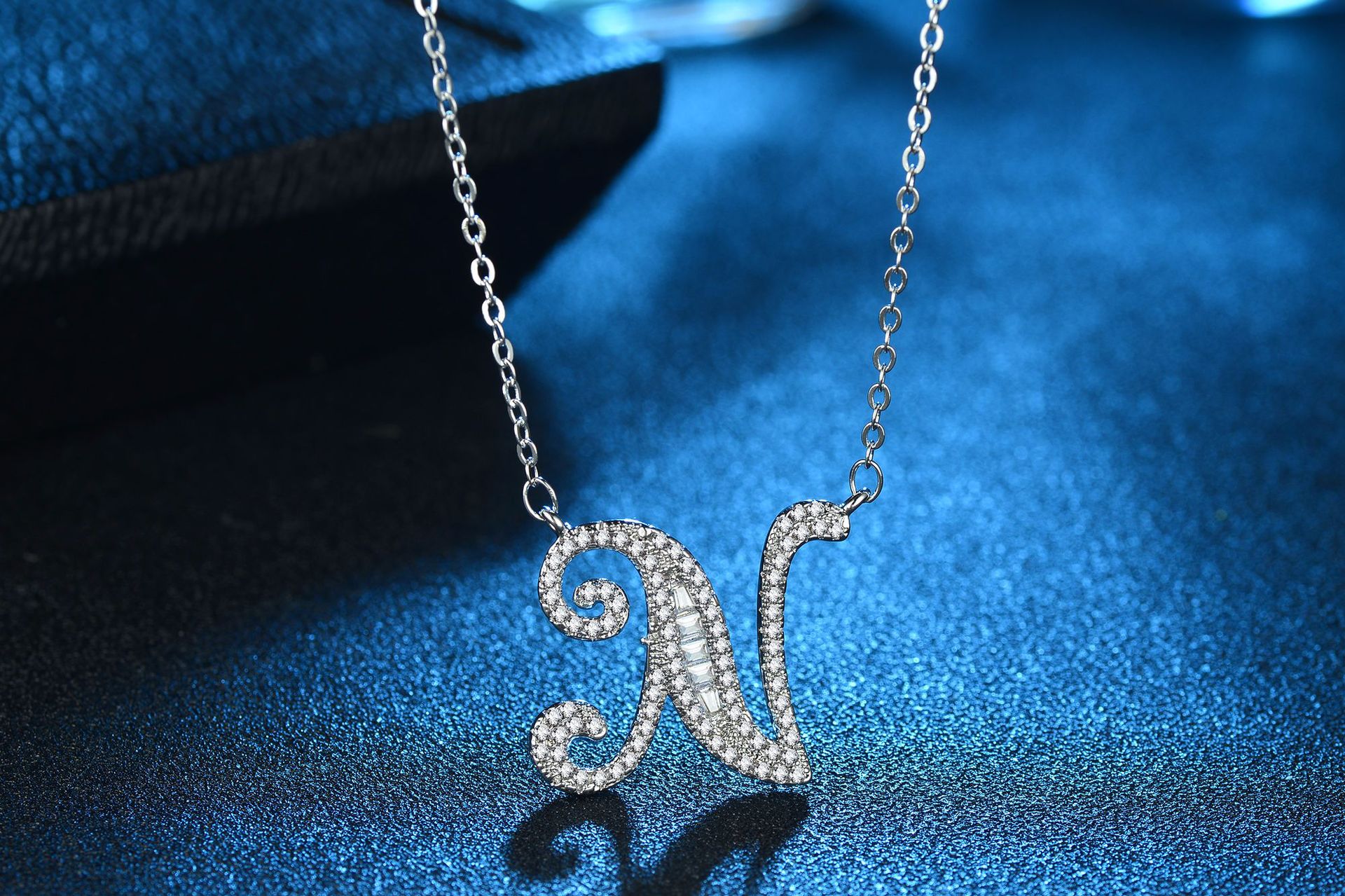 English Letter Super Flash Zircon Necklace