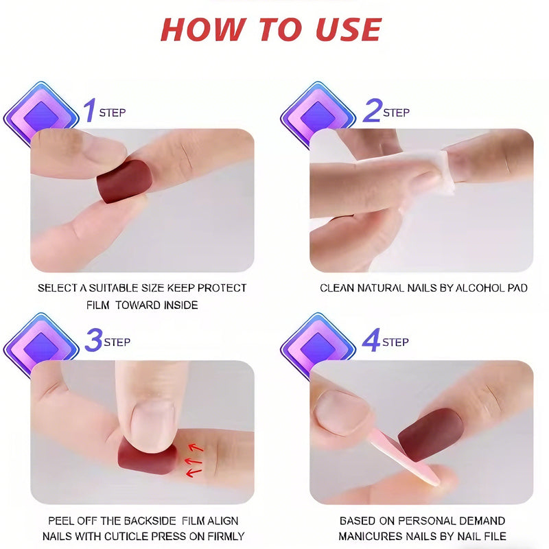 24 PCS Clover Nail Art, Length Long Water Pipe Fake Nails, Had Nail Tips False Nail
