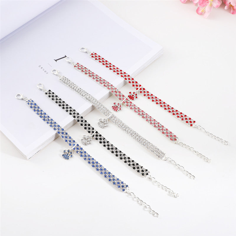 Pet Collar With Diamonds, Mixed-Color Cat And Dog Supplies, Cat Claws, Elastic Cat And Dog Necklace Jewelry