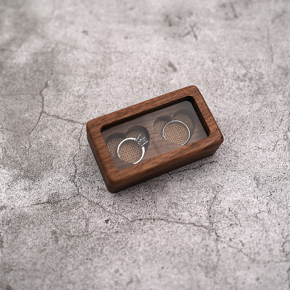 Solid Wood Window Ring Pendant Jewelry Box