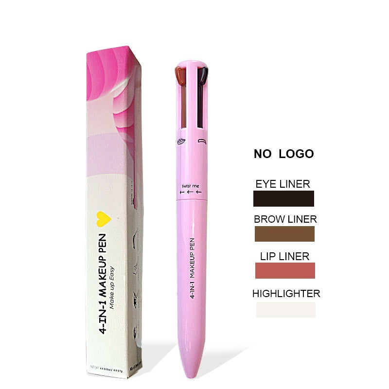 Four-In-One Cosmetic Brush Four-Color Highlight Lip Liner Eyeliner Eyebrow Pencil