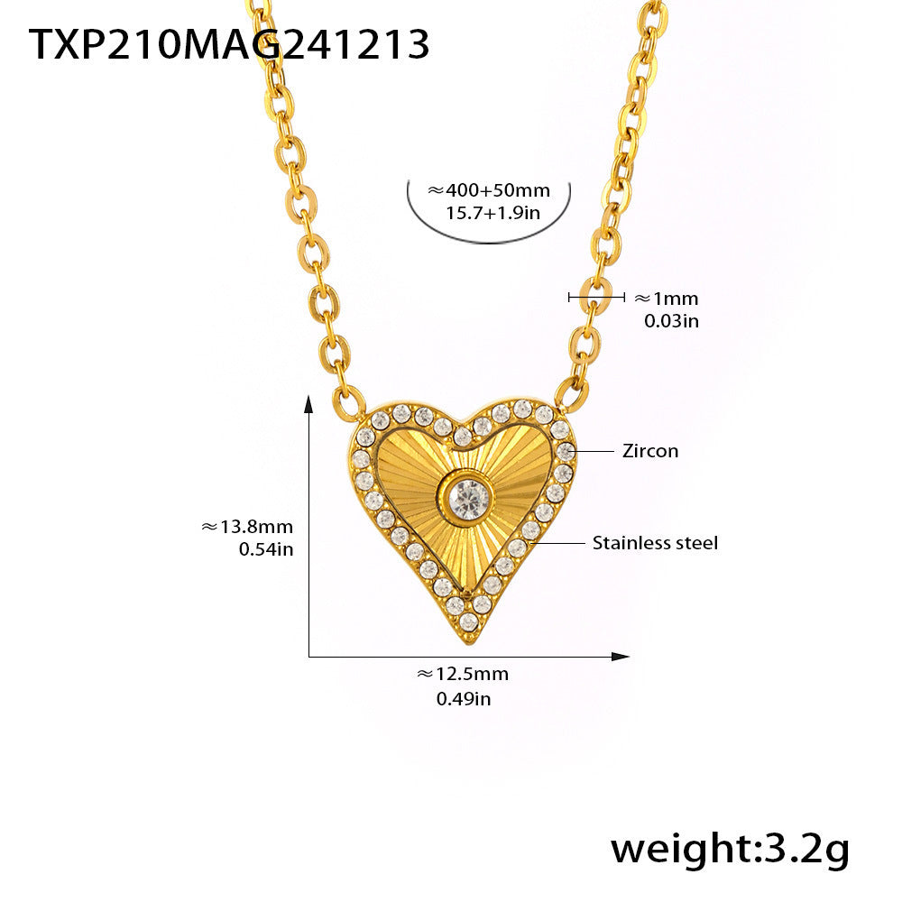 Double-Layer Flower-Picking Heart-Shaped Diamond Top Chain