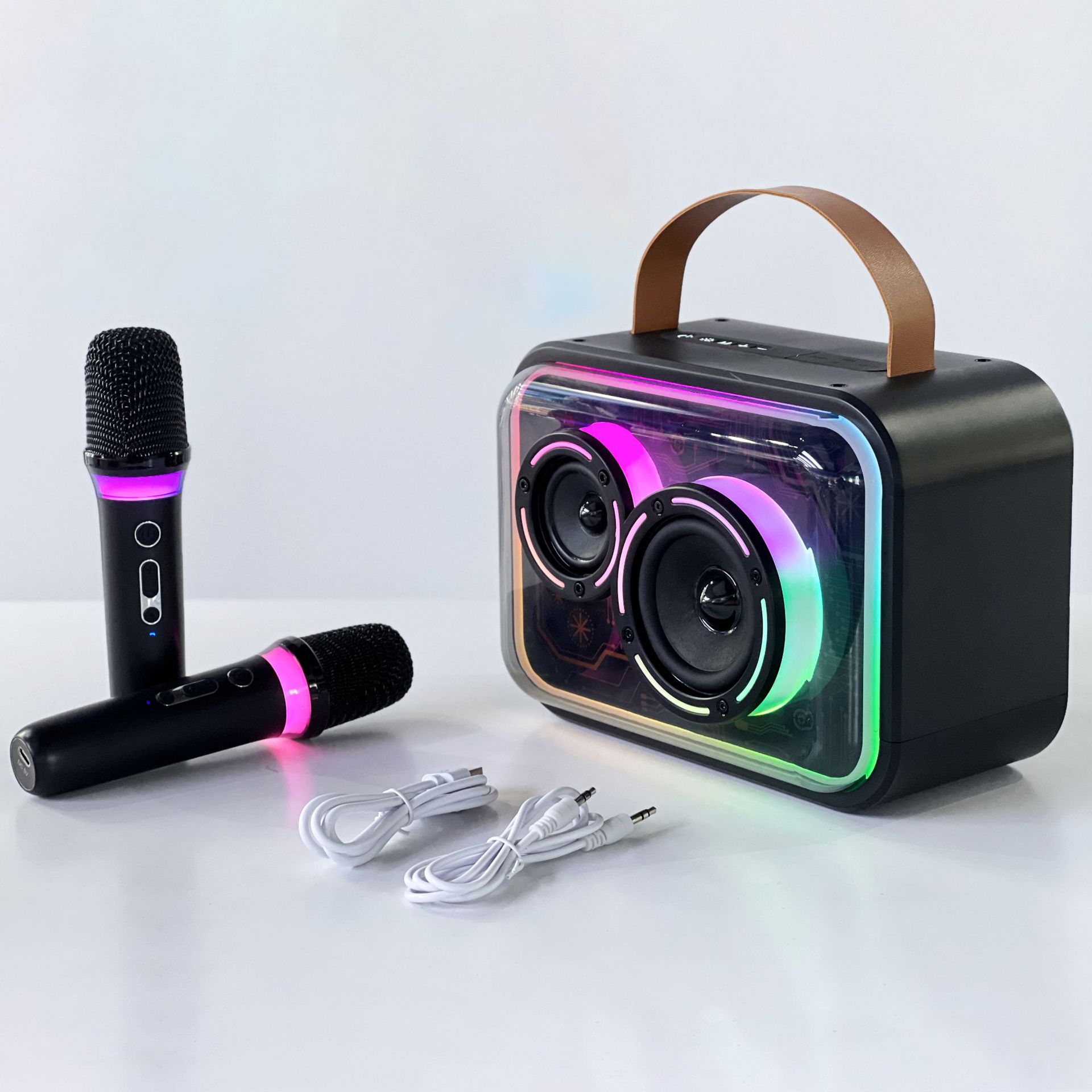 Bluetooth-Compatible Speaker Colorful RGB Portable Karaoke Wireless Stereo
