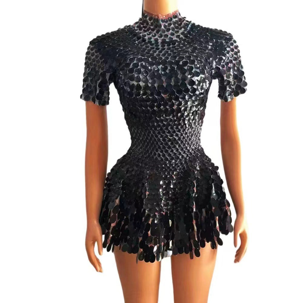 Women's Fashion Mermaid Sequin Short-Sleeved Dress