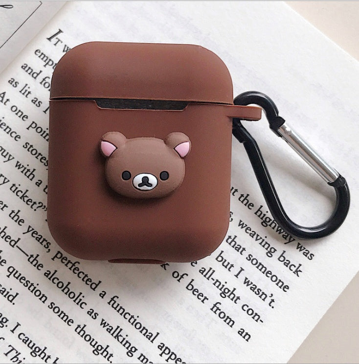 Compatible with Apple, AirPods Protective Jacket Cute Cartoon Silicone Anti-Falling Earphone Jacket Japanese Korean Women''s Key-Clasp Hanging Rope