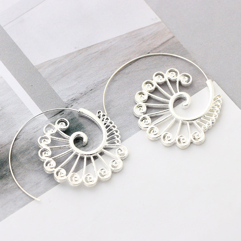Personalized Circle Spiral Peacock Ear Jewelry