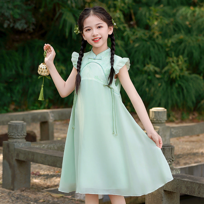 New Chinese-Style Cheongsam For Girls New Chinese-Style Hanfu Dress