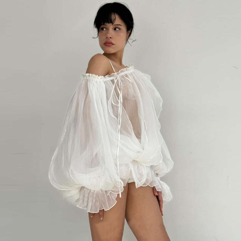 See-Through Pure Desire Flared Sleeves Long Sleeves
