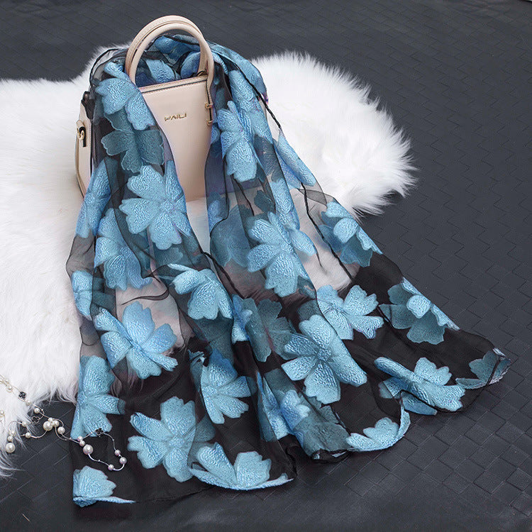 Cut Flowers Hollow Silk Scarf Simulation Silk Scarf