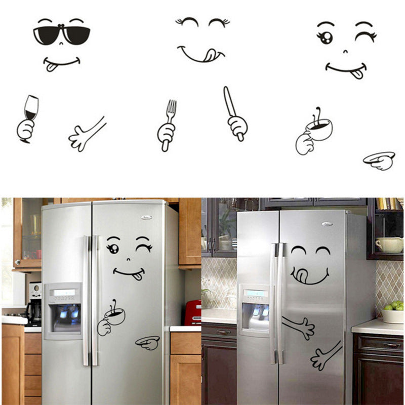 Cartoon Cute Refrigerator Stickers Smiley Face Removable Creative Living Room Bedroom Decorative Wall Sticker