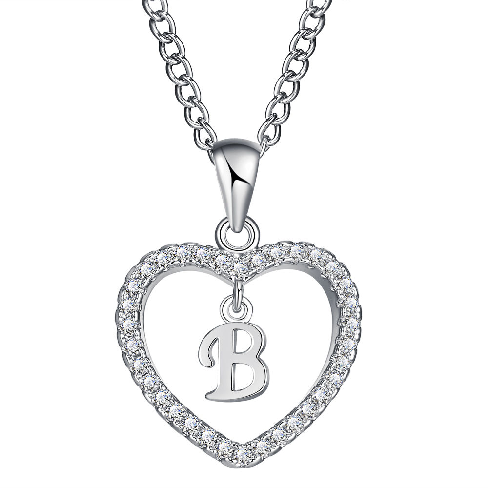 26-Letter Zircon Heart Necklace