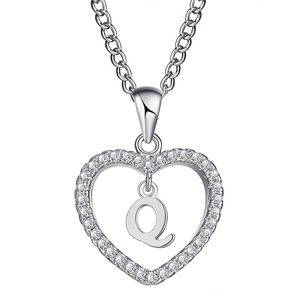 26-Letter Zircon Heart Necklace