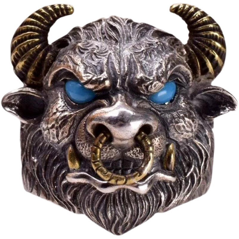 Men's Domineering Personality Handmade Bull Head Ring