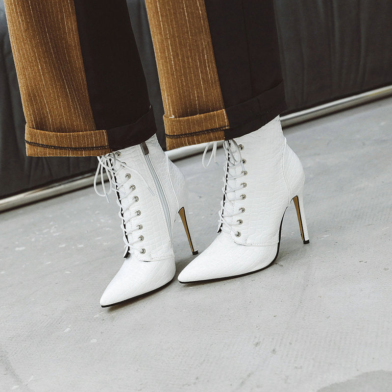 Patent Leather High Heel Red Female Boots