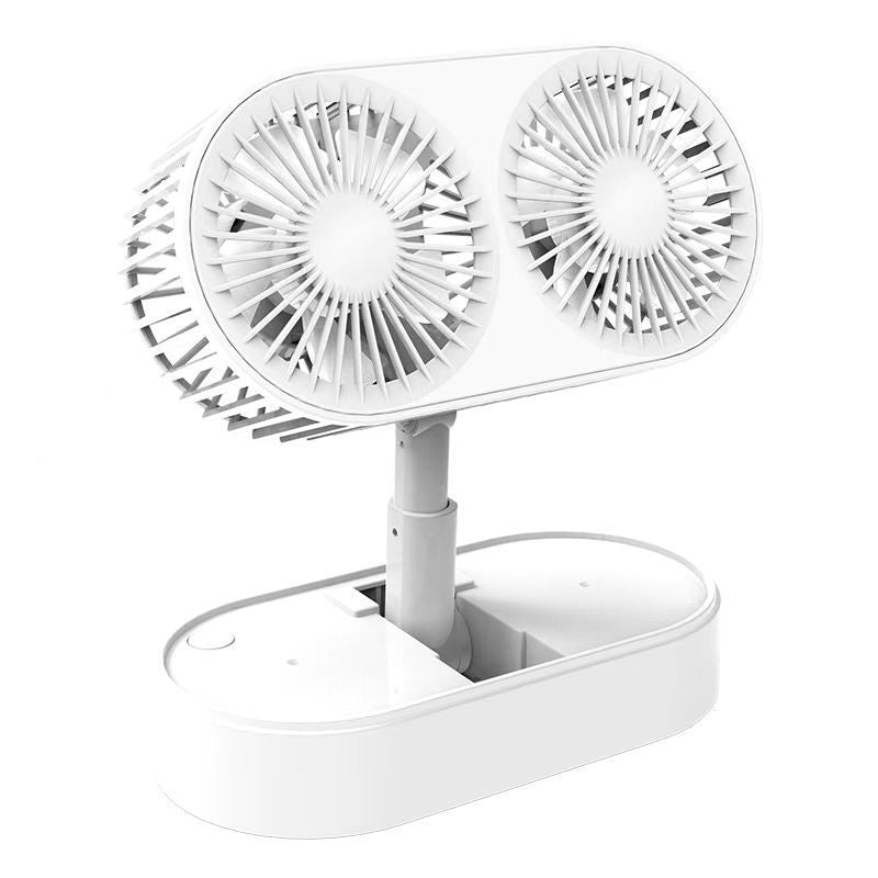 Mini Usb Charging Portable Telescopic Folding Desktop Dual Head Small Fan