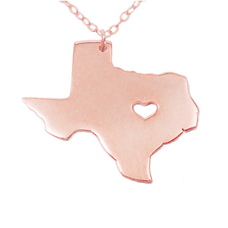 United States of America Texas State Map Stainless Steel Necklace