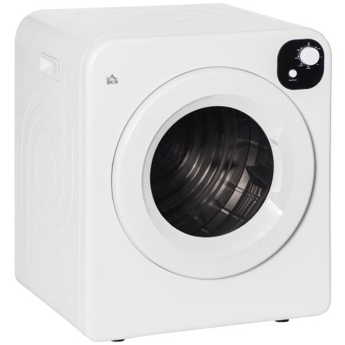HOMCOM Portable Clothes Dryer, 120V 1300W Compact Laundry Dryer With Intelligent Drying, 3.2 Cu.ft Stainless Steel Drum, Front Load Electric Dryer For Apartments, Dorms, RVs, White