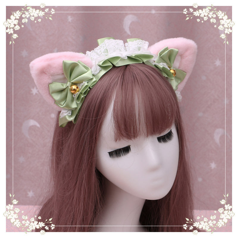 A Lovely Japanese Lolita Hairdress, Catwoman Plush Lolita Headdress, Lace Cat Ear Hair Band