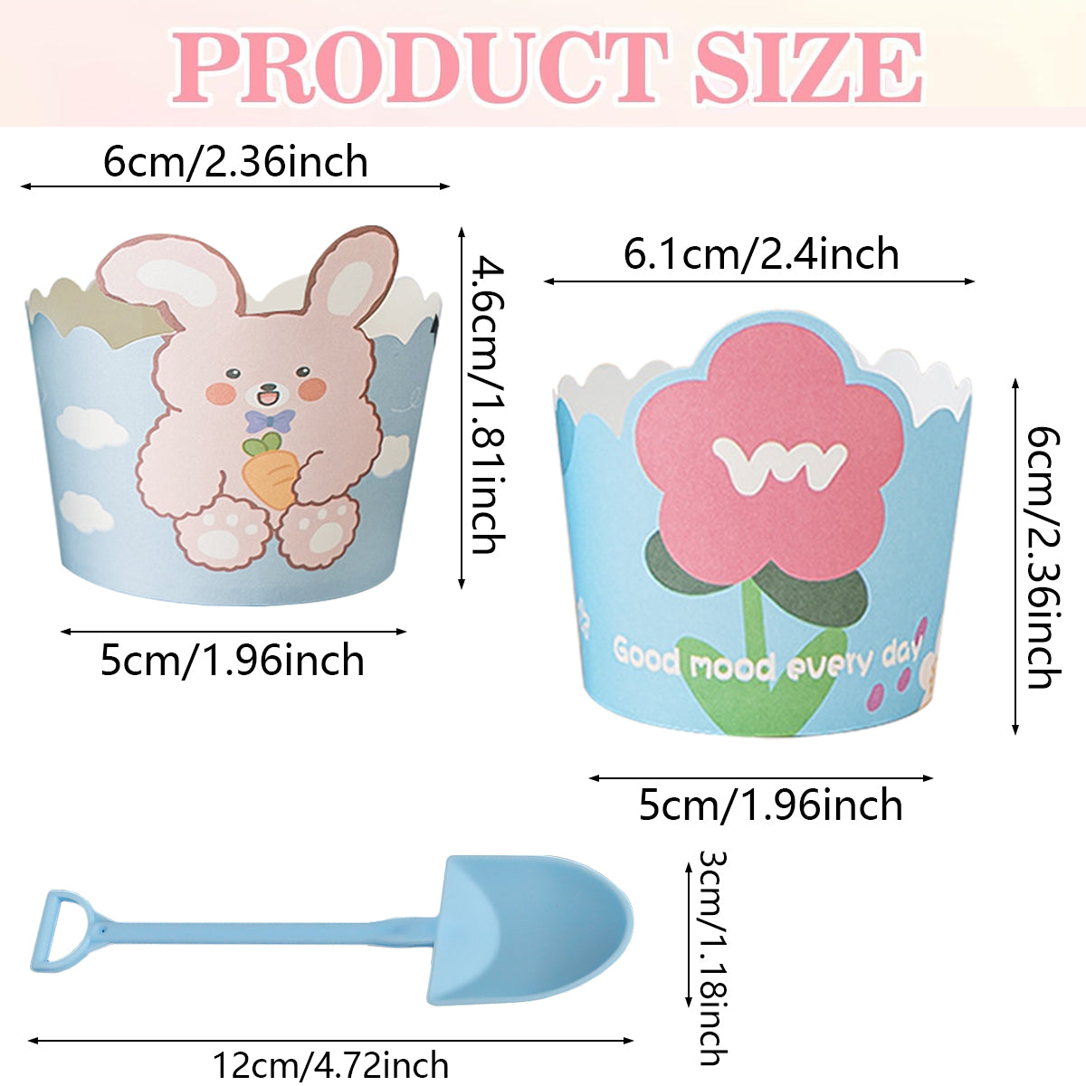 Paper Baking Cups Cupcake Liners With Blue Plastic Spoons