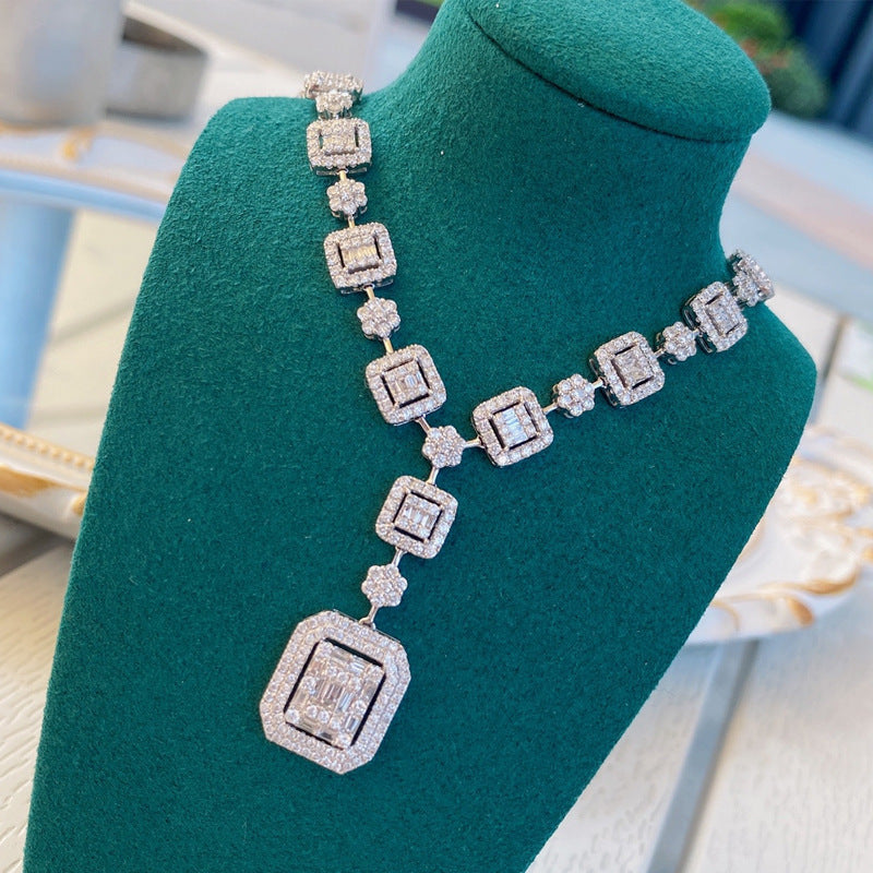 Luxurious And Light Luxury Ice Sugar Diamond Necklace Is Detachable