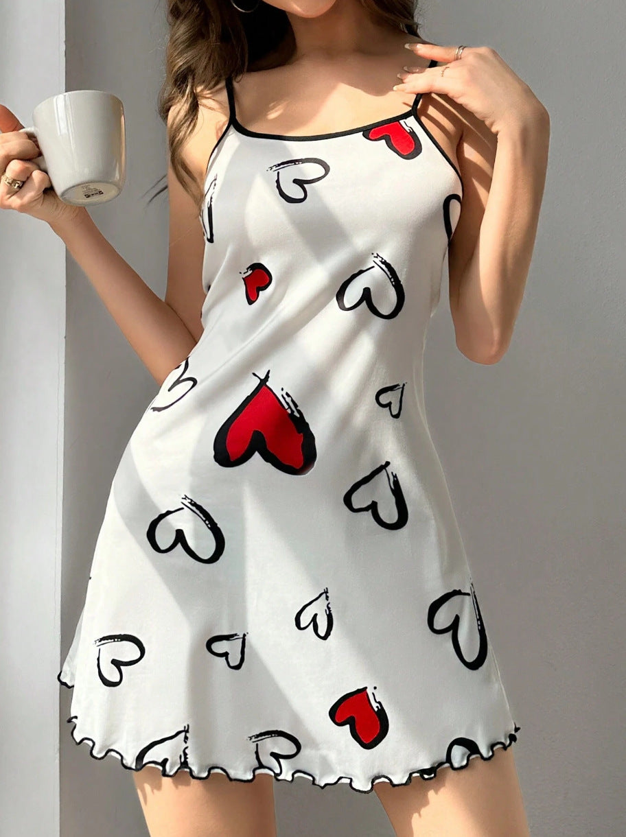Women's Cat Printing Slip Nightdress