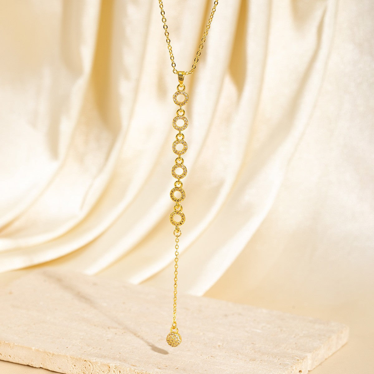 Exquisite Long Necklace With Colorful Zirconia And Elegant Tassels