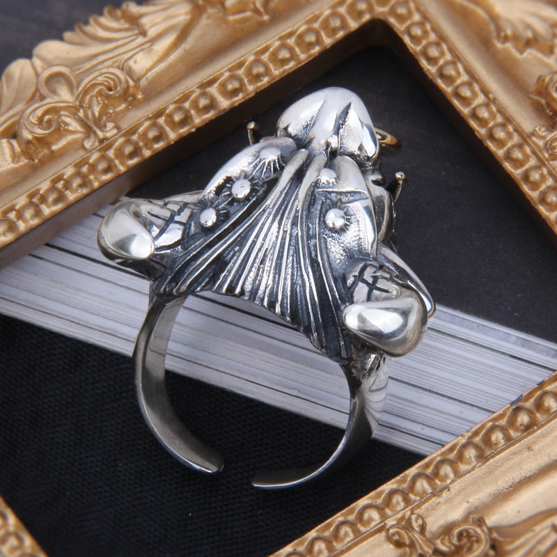 S925 Sterling Silver Bull Devil Bull Head Ring Personality