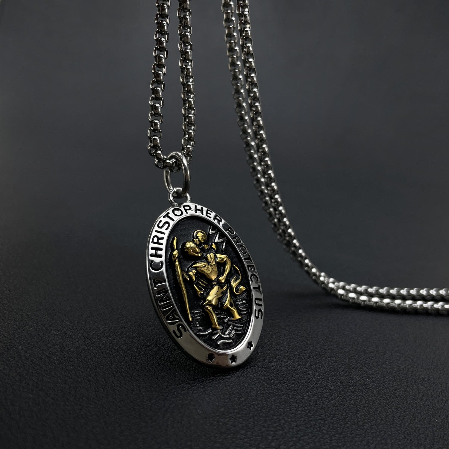 Stainless Steel St Christopher Men's Necklace