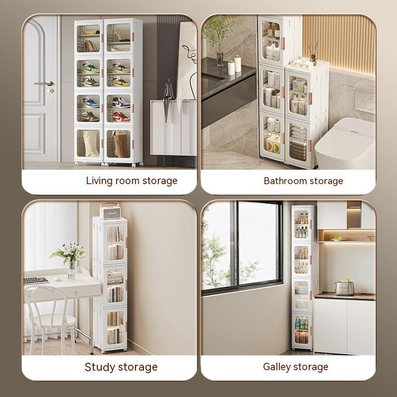 Toilet Floor-to-Ceiling Folding Storage Cabinet Bathroom Waterproof Locker