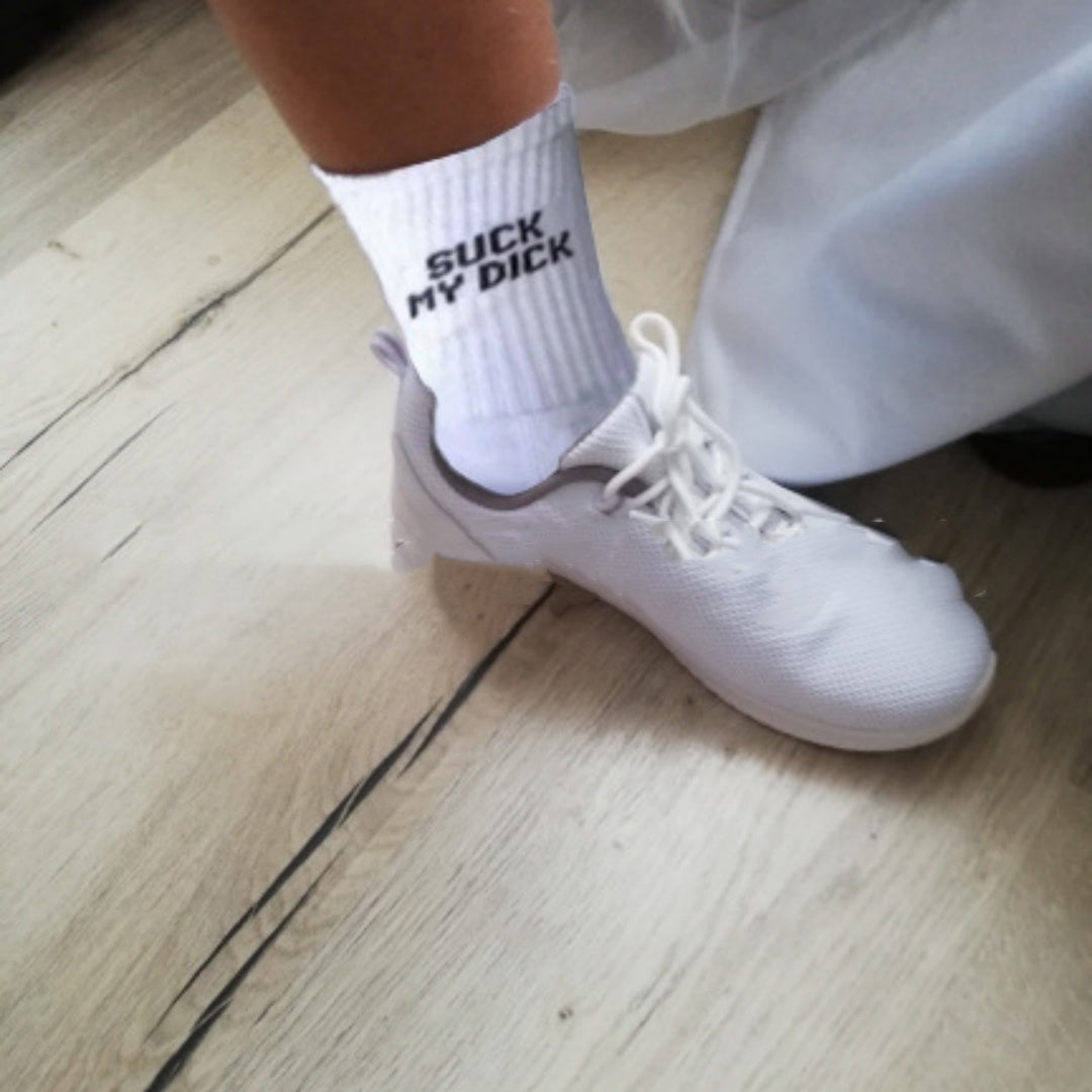 Men's Simple Casual White Letter Cotton Sock