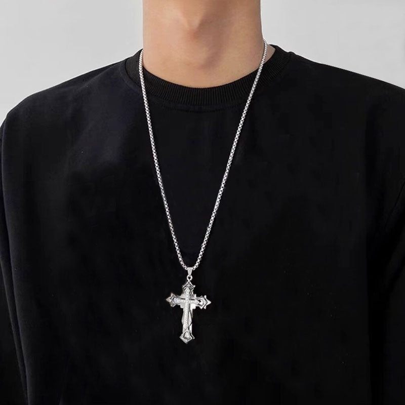 Diamond Cross Titanium Steel Necklace Male Personality