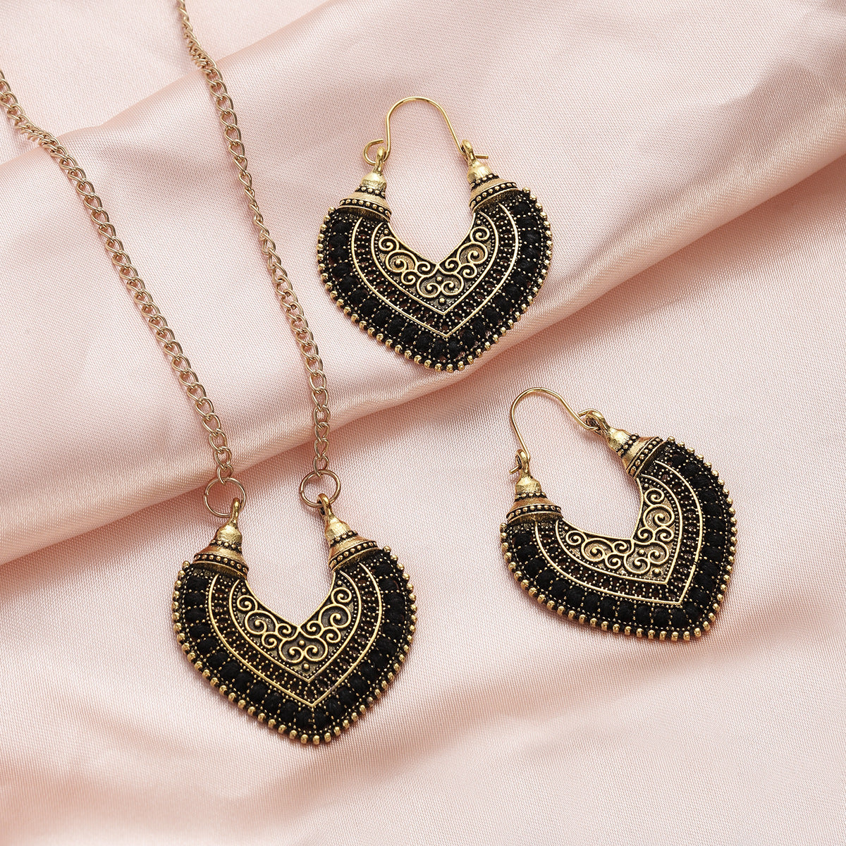 Colored Rope Winding Earrings Necklace Two-Piece Set