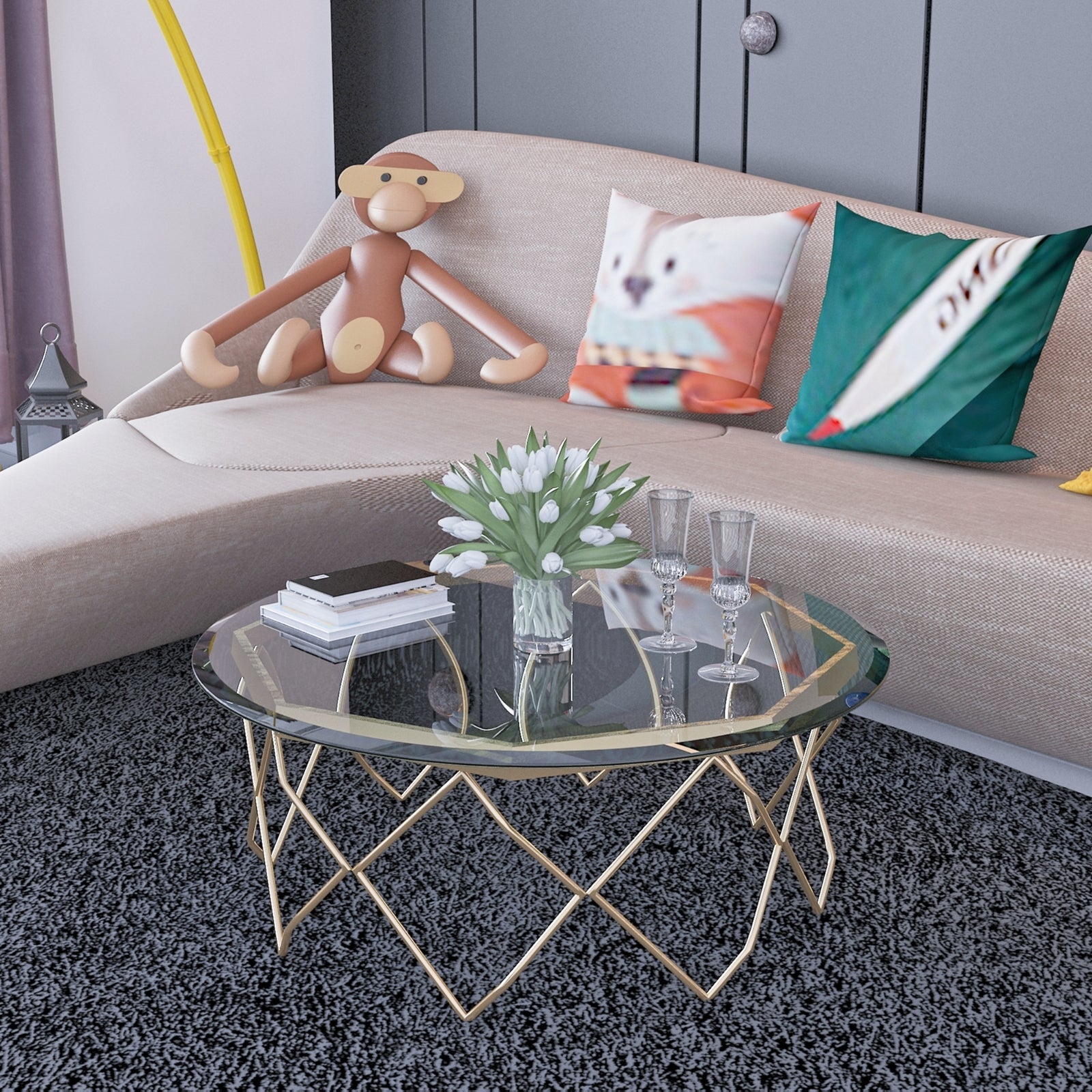 36 Round Tempered Glass Table Top 1 2  Thick Beveled Polished Edge