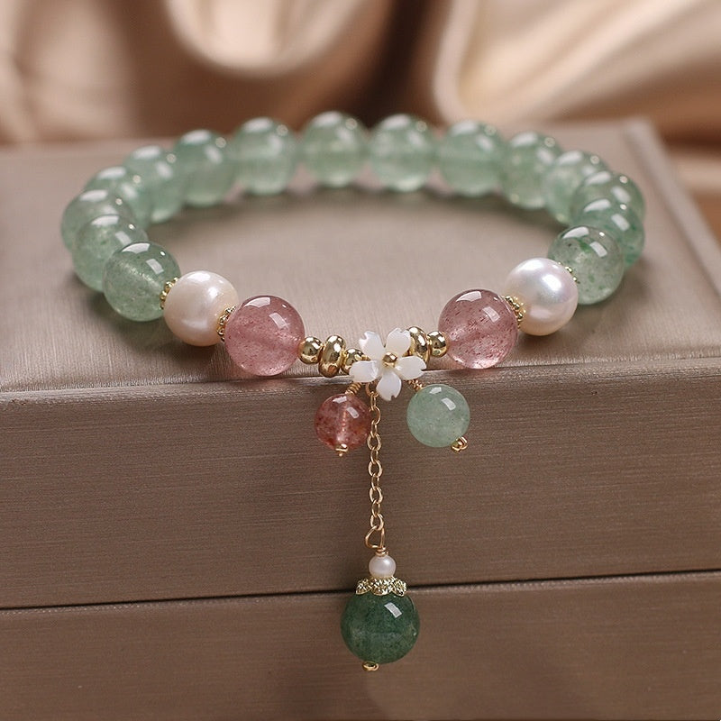 Natural Green Strawberry Quartz Bracelet