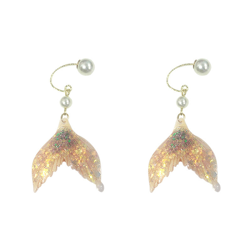 Mermaid Legend Colorful Fishtail Hanging Earrings Pearl