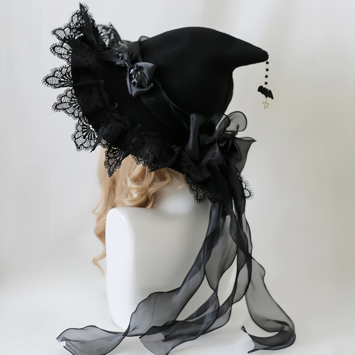 Handmade Dark Devil Gothic Lolita Lace Witch Hat