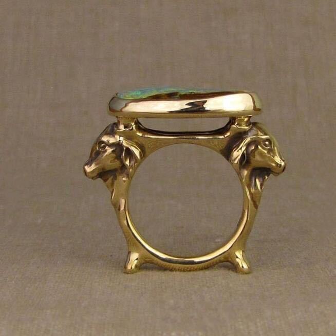 Personality Punk Bull Head Ring Inlaid With Gem