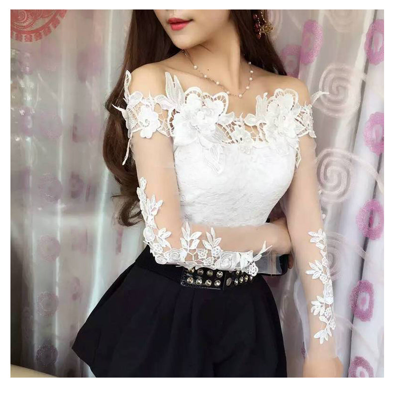 HEAVY INDUSTRY EMBROIDERY 3D FLORAL SLIM SHORT TOP