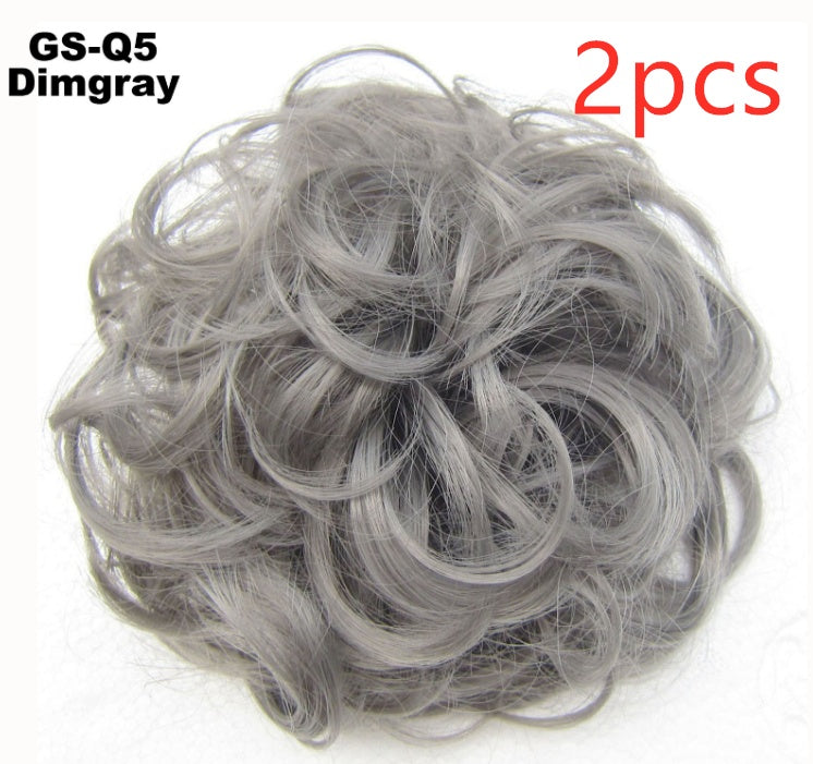 Europe, Japan, and South Korea Popular Hair Bun Fluffy Natural Drawstring Curly Hair Ball Head Hair Ring Hair set Female Hair Accessories Chemical Fiber Hair