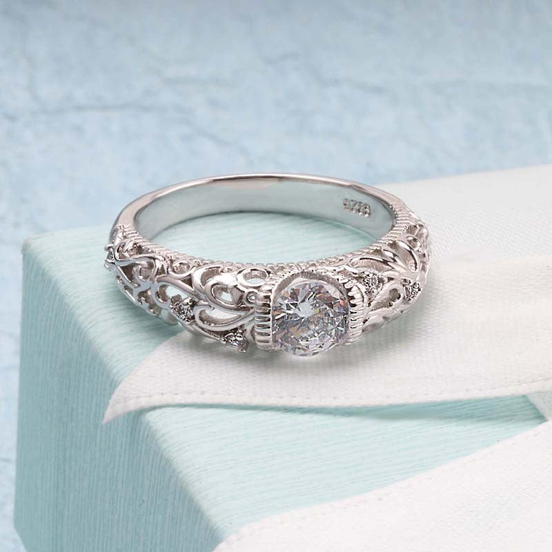 Platinum White Gold Zircon Ring