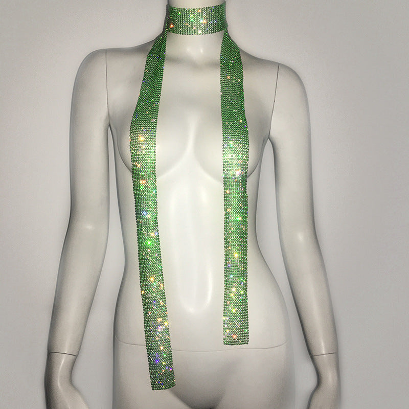 Metal Sequins Scarf Rhinestone Necklace Accessories