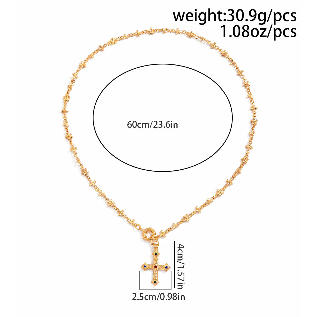 Hip Hop Niche Exaggerated Diamond Studded Cross Necklace