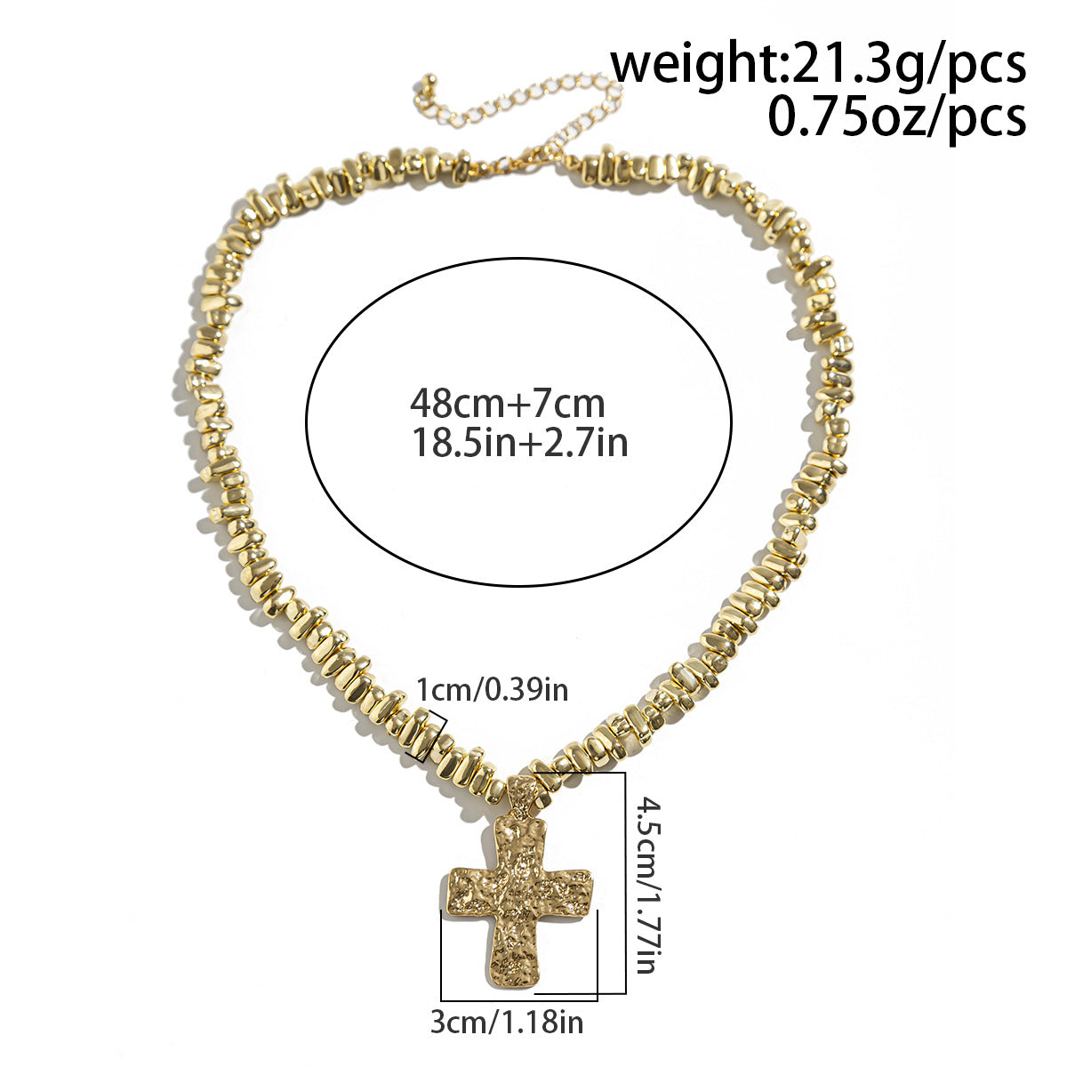 Niche Uniquely Shaped Beaded Necklace For Men Trendy Cross Pendant Clavicle Chain