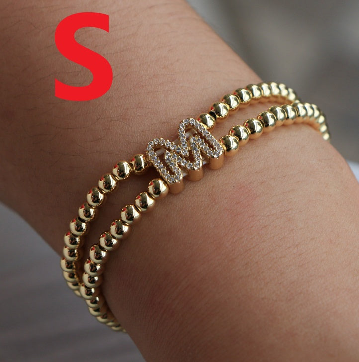 Copper-Plated 18k Gold Zircon Bead Bracelet