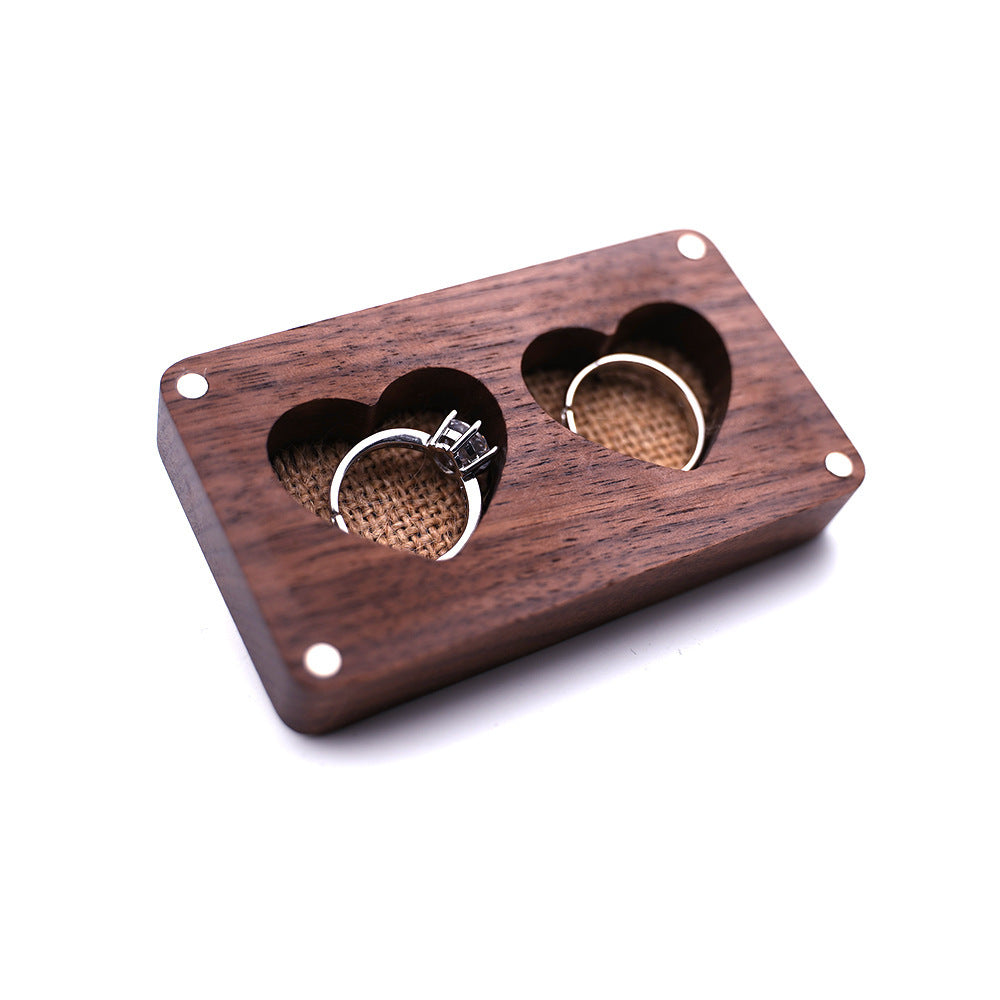 Solid Wood Window Ring Pendant Jewelry Box